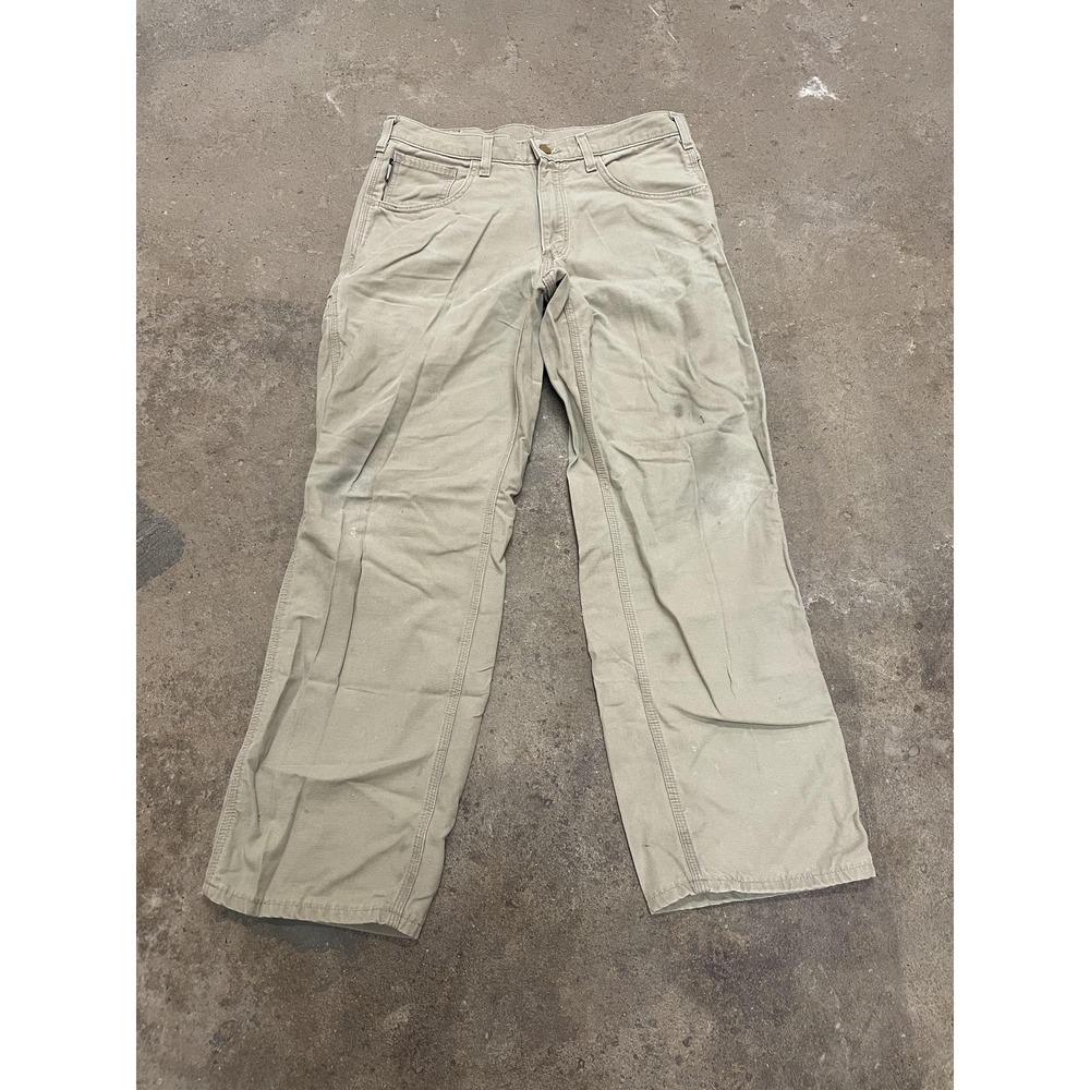 Carhartt FR Pants Mens 33x30 Beige Flame Resistant Carpenter Utility‎ FRB13-KHT